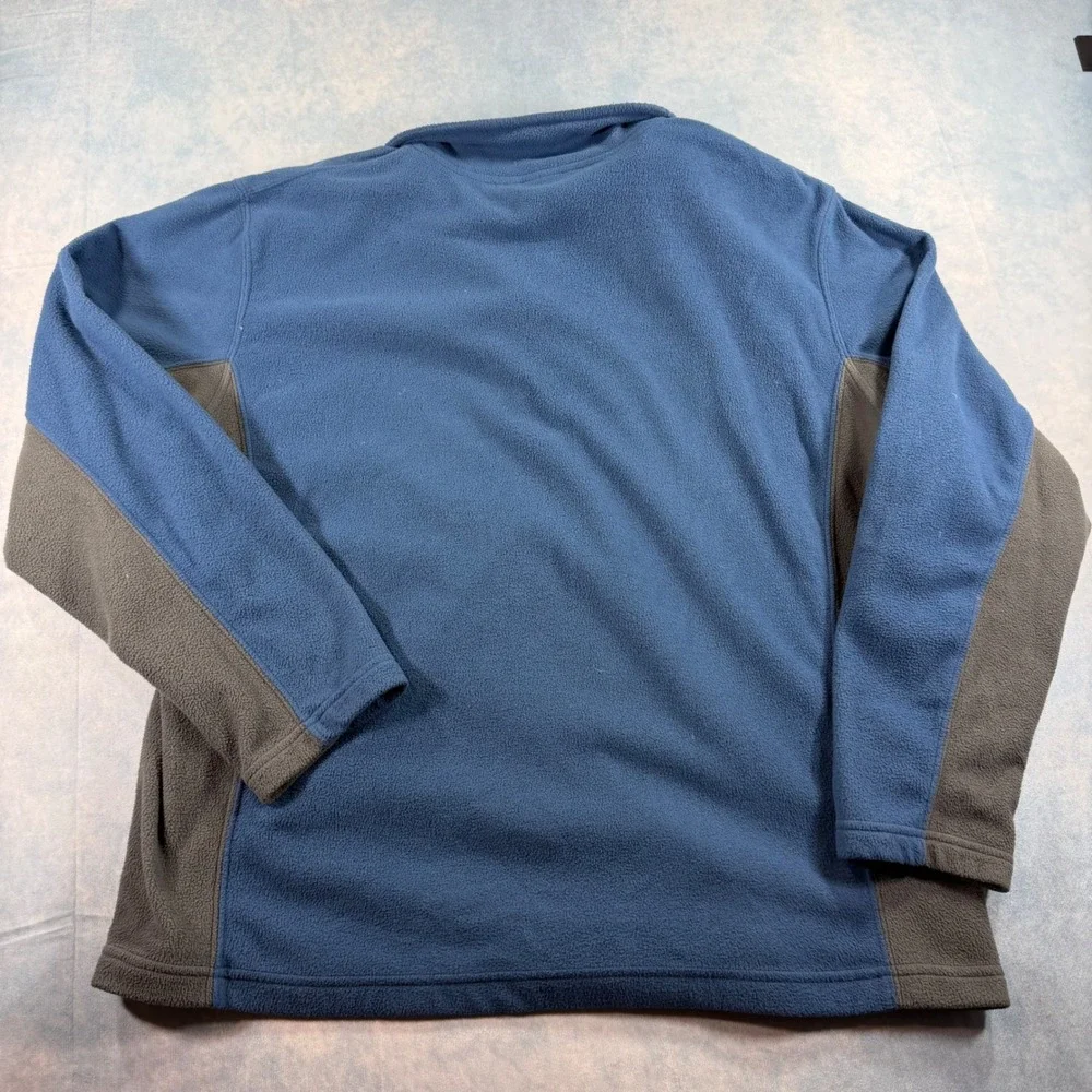 LL Bean Fleece Pullover Mens Large Blue Excellent Quarter Zip 0AAP8